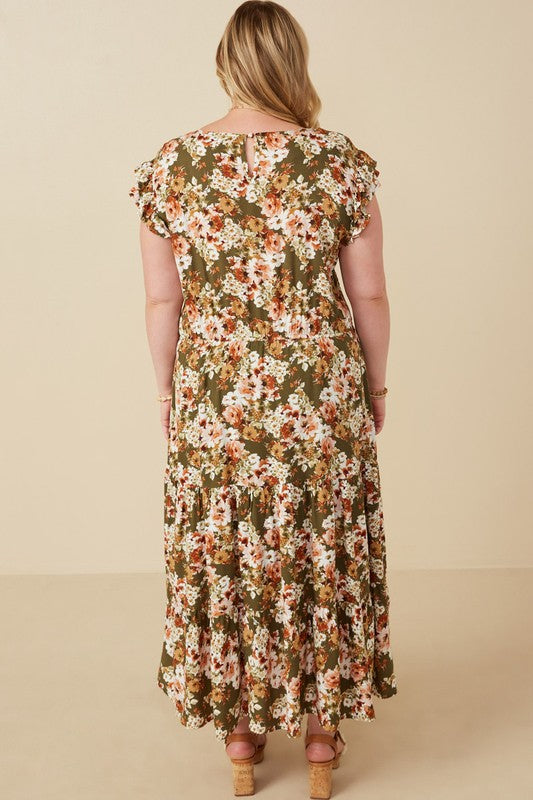 Charming in Florals Midi Dress (S-3X)