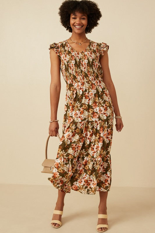 Charming in Florals Midi Dress (S-3X)