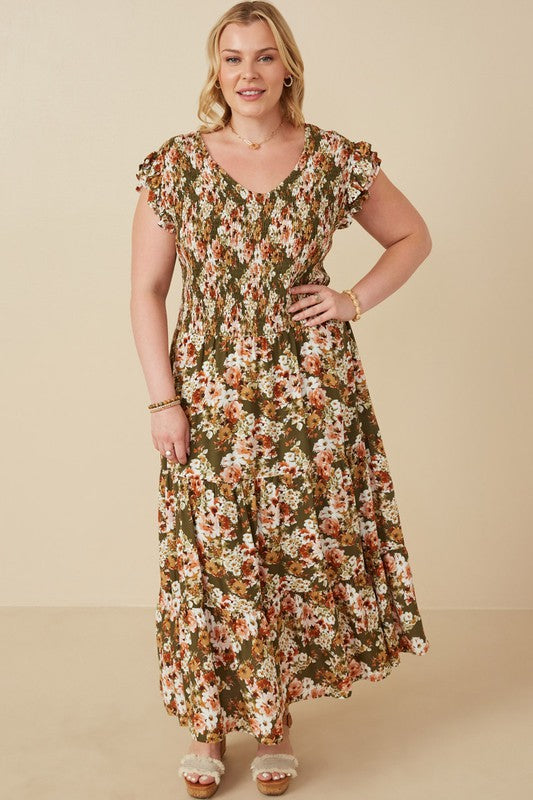 Charming in Florals Midi Dress (S-3X)
