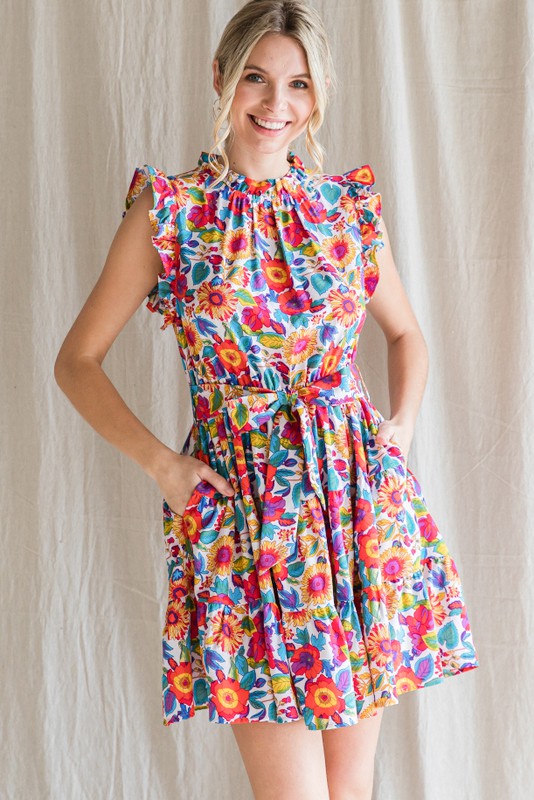 banjanan audrey mini dress Banjanan Banjanan Audrey Mini Floral Cotton Dress Yellow Womens L