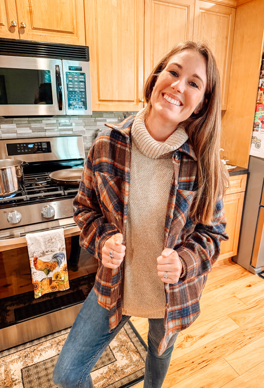 Autumn Check Flannel Button Up (S-XL)