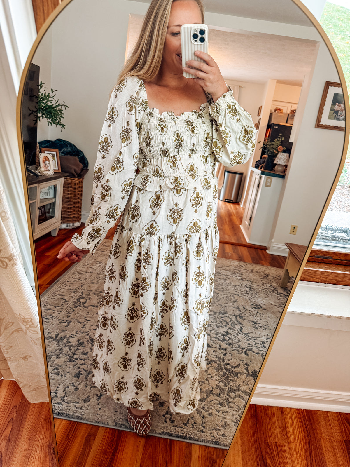 Petals & Promises Botanical Smocked Midi Dress