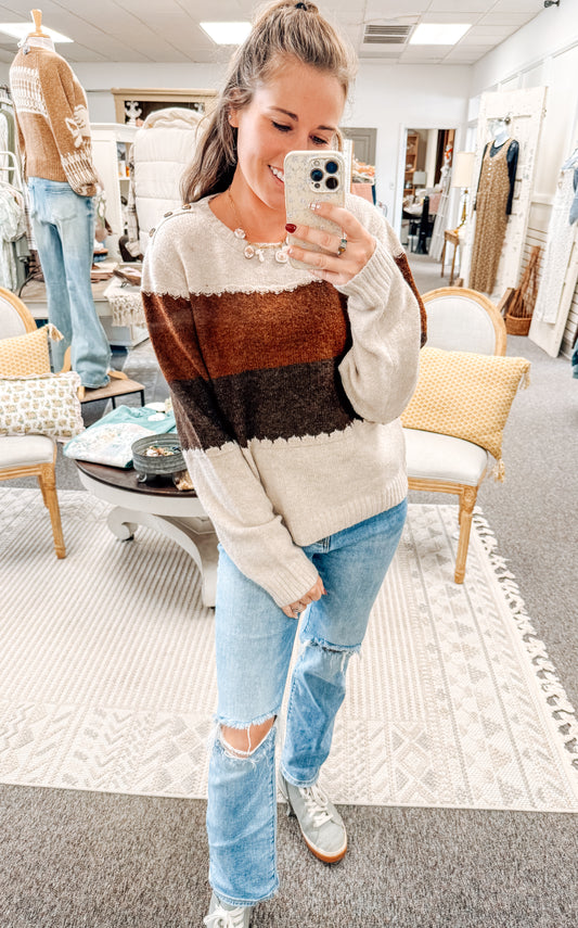 Toffee Swirl Striped Sweater