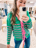 Fresh Picked Front Tie Cardigan-Green