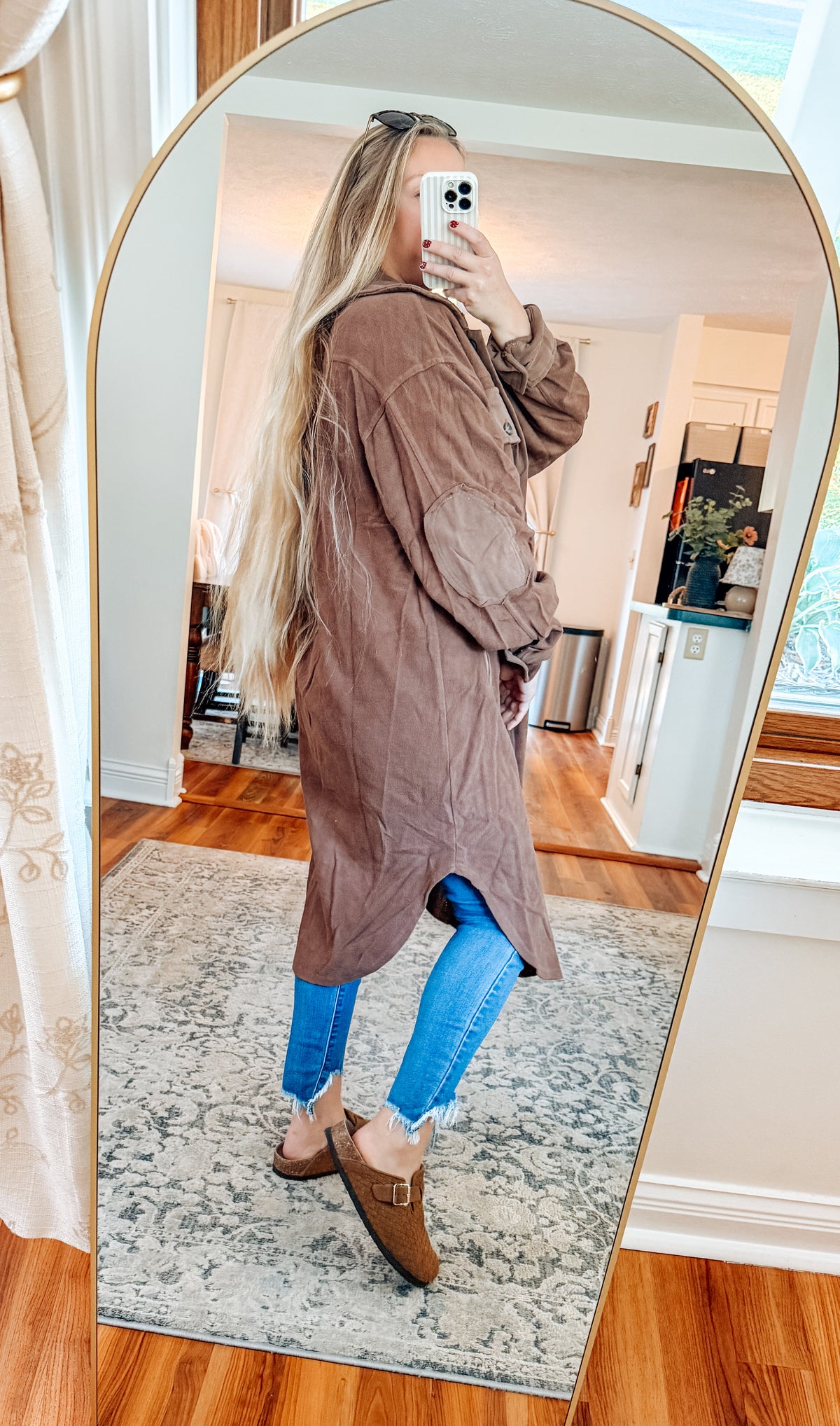Espresso Days Elbow Patch Button Down Shacket