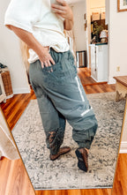 Meadow Days Sage Patchwork Crochet Joggers