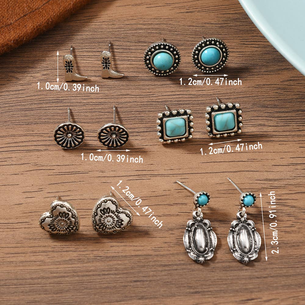 Boho Cowgirl Turquoise Stud Earrings