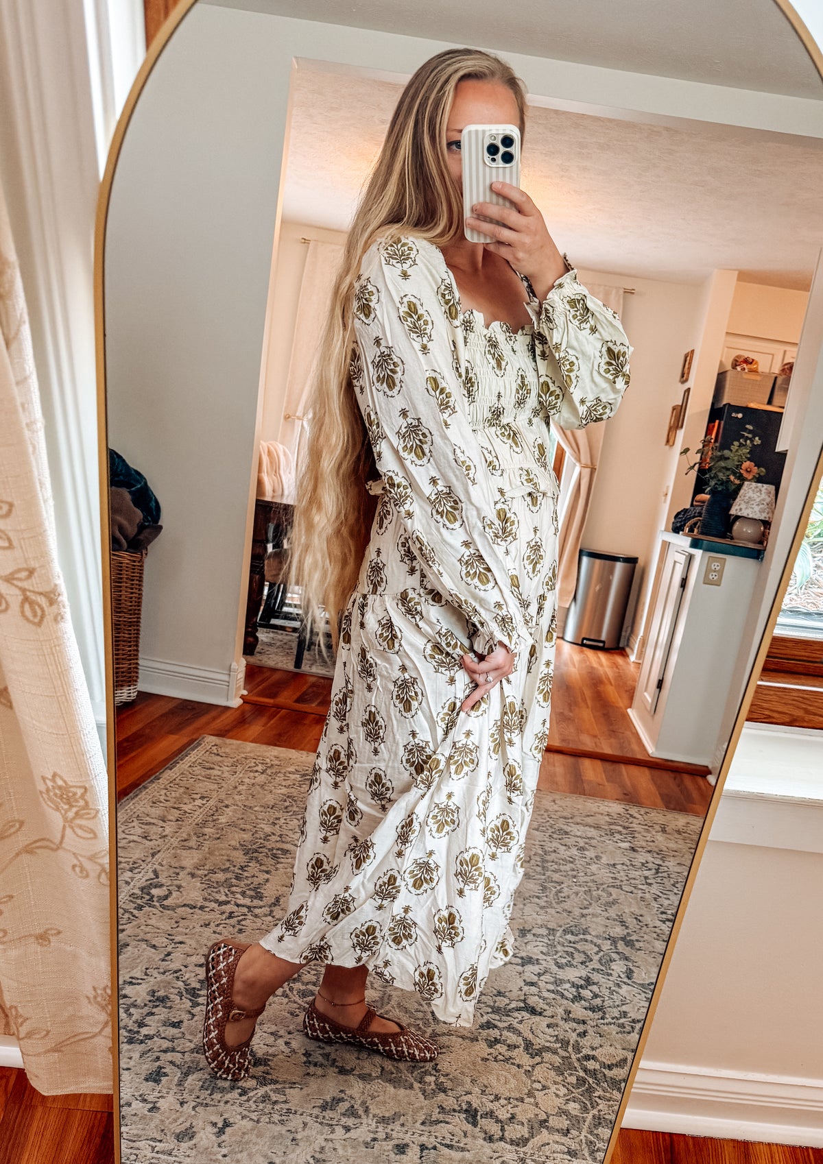 Petals & Promises Botanical Smocked Midi Dress