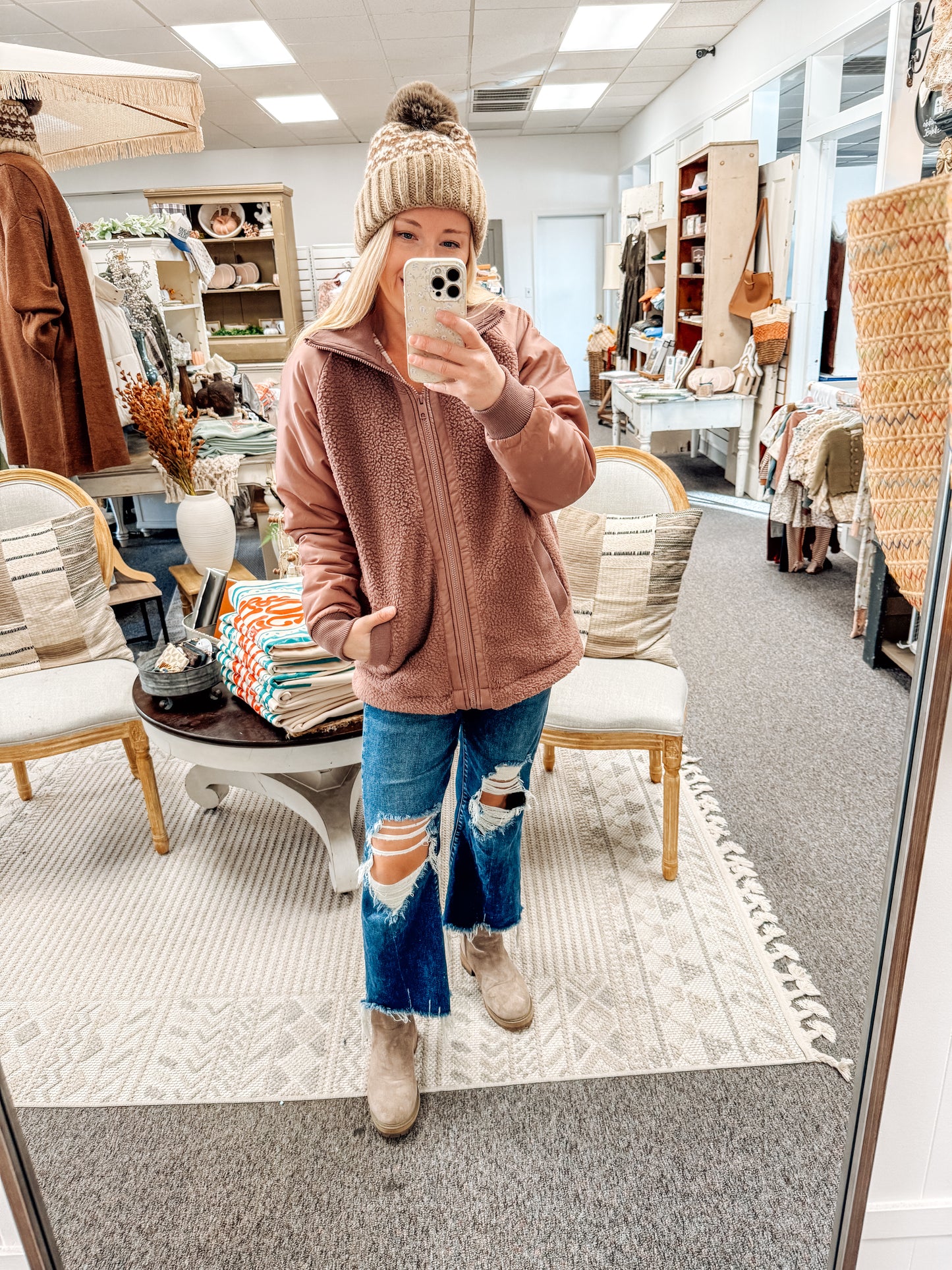 Alpine Fleece Zip Up Bomber Jacket