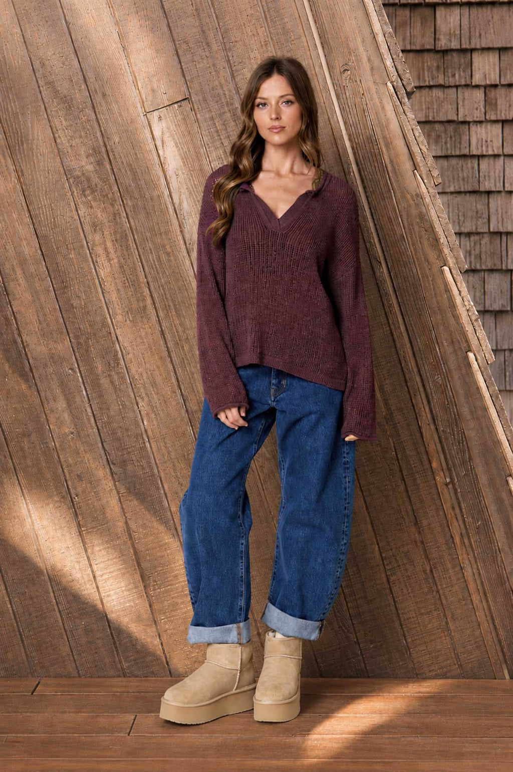 Dripping in Sangria Split Knit Top