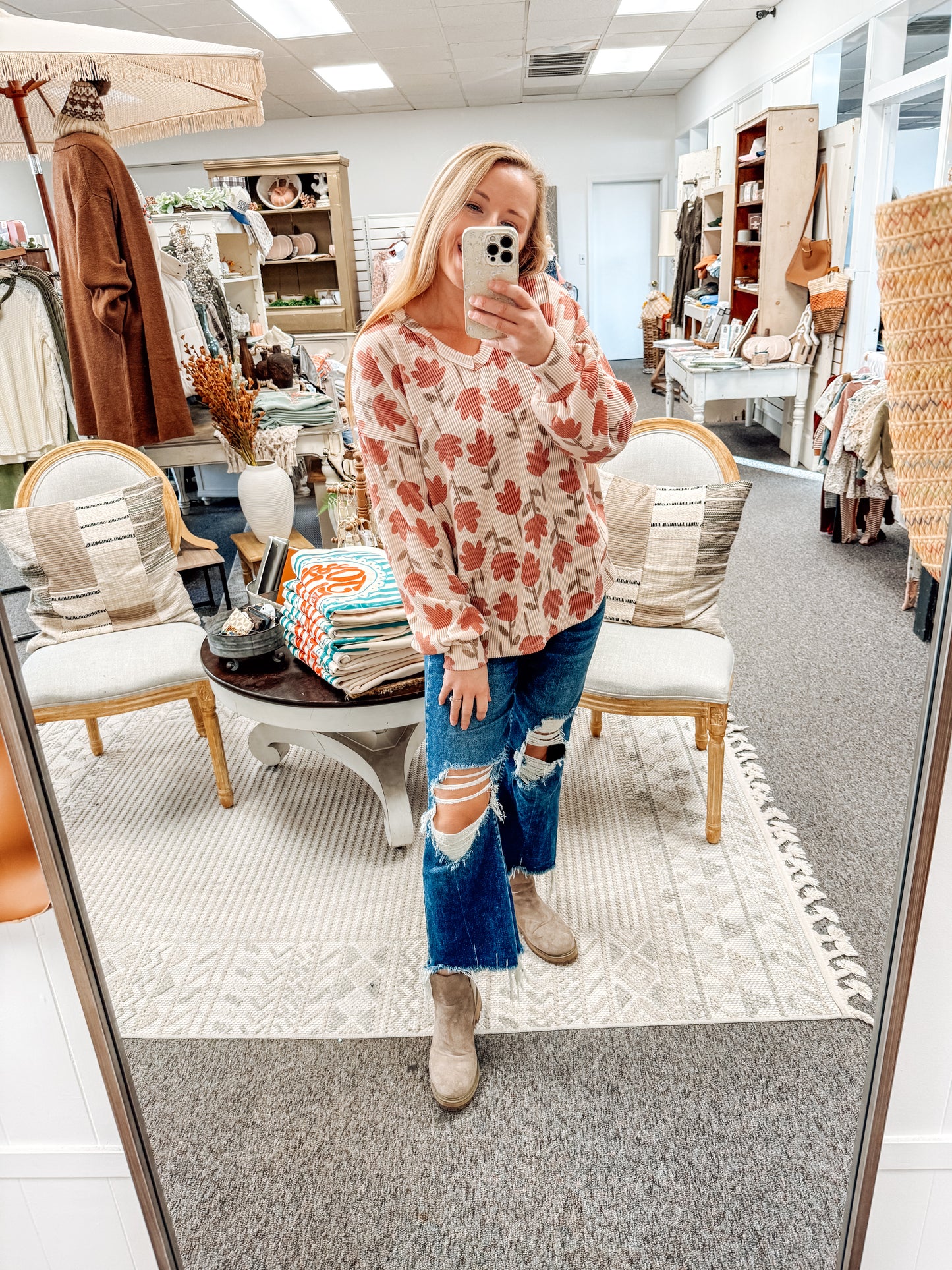 Bloom All Over Ribbed Top (S-XL)