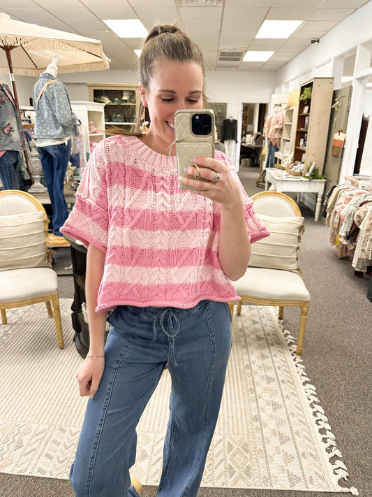 Blush Berry Cable Knit Top