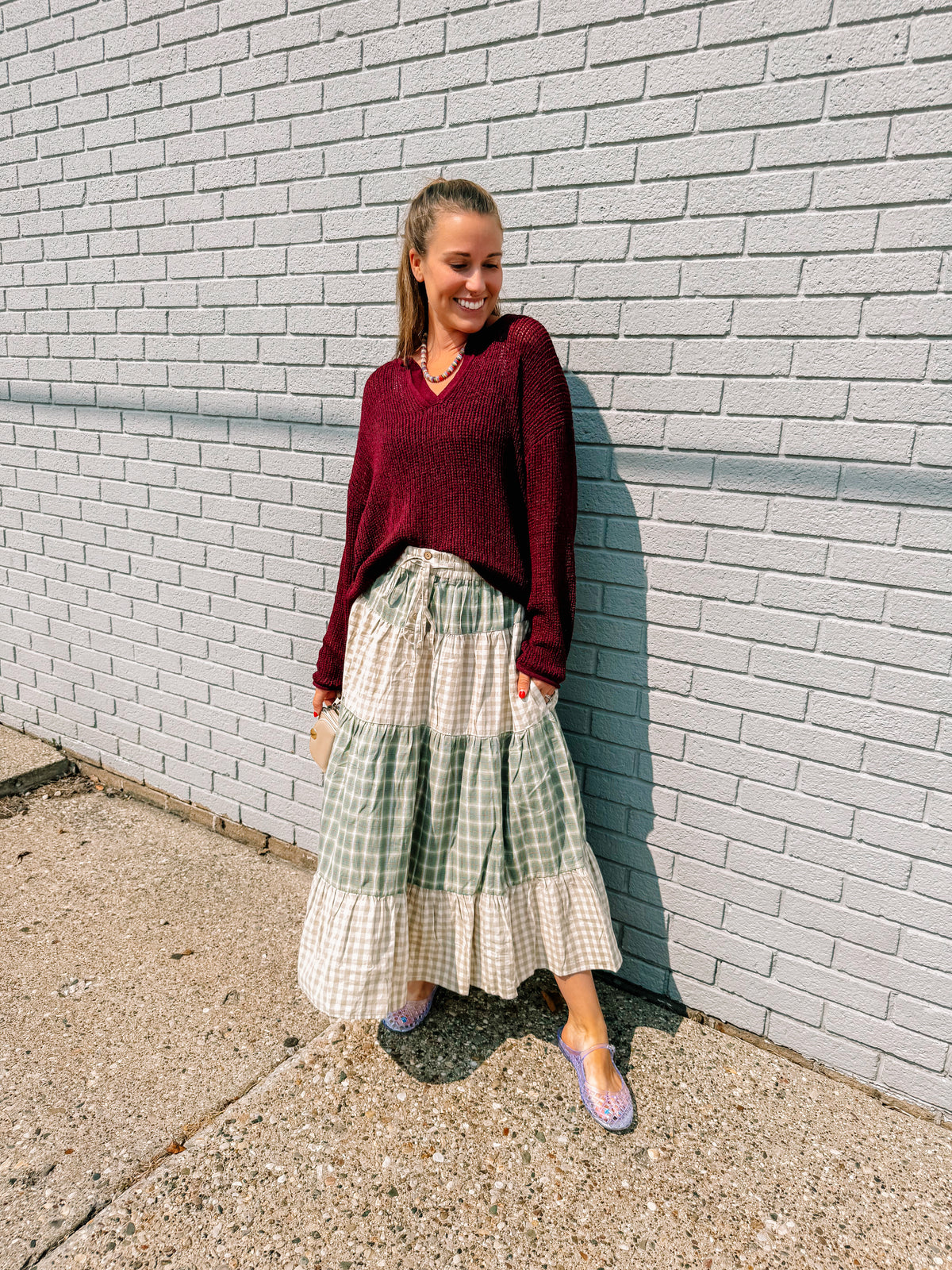 Dripping in Sangria Split Knit Top