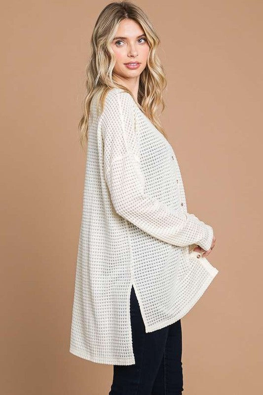 Cozy All Day Waffle Knit Top (S-XL)