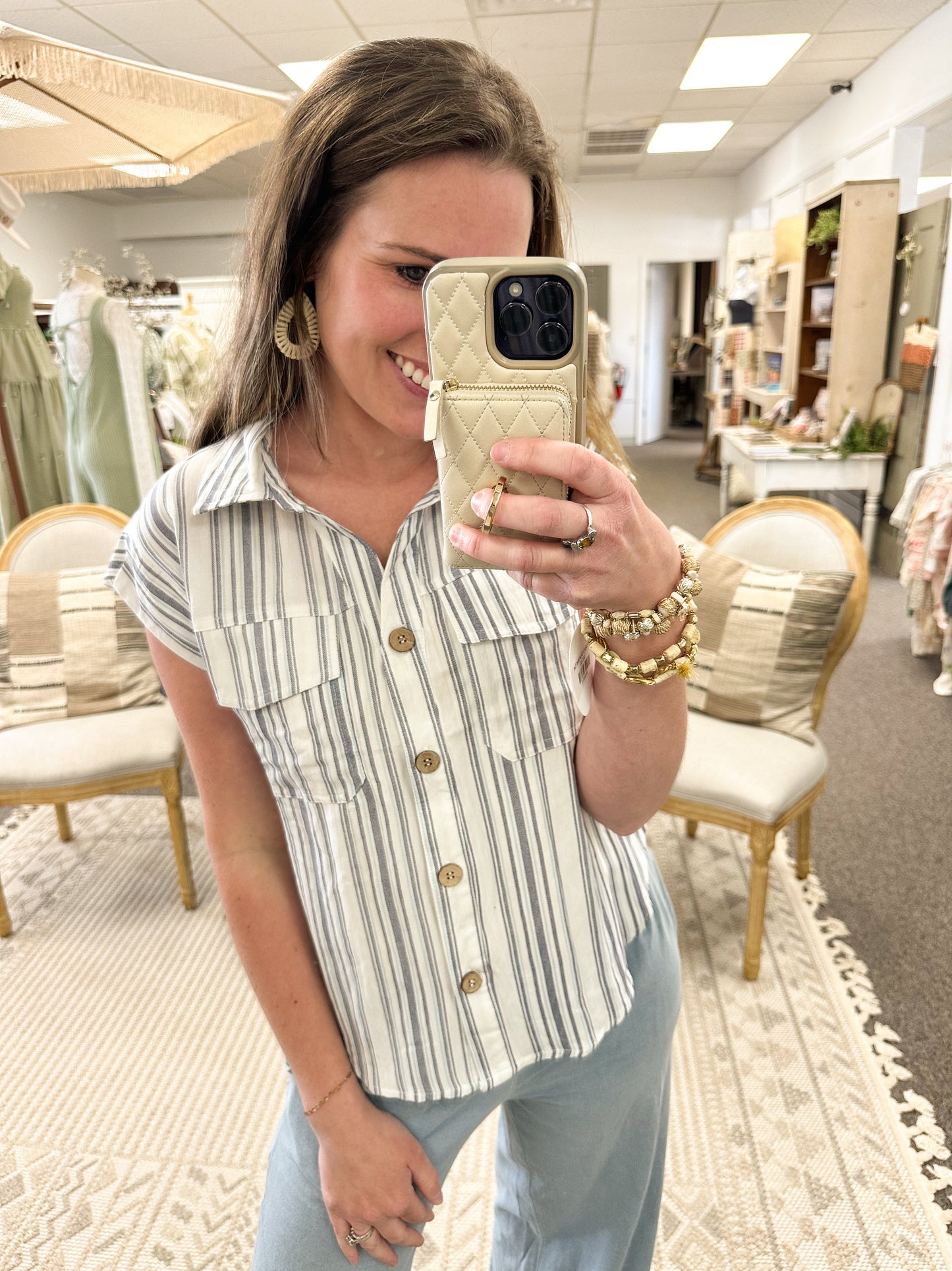 Ivory Tide Button Up Blouse (S-3X)
