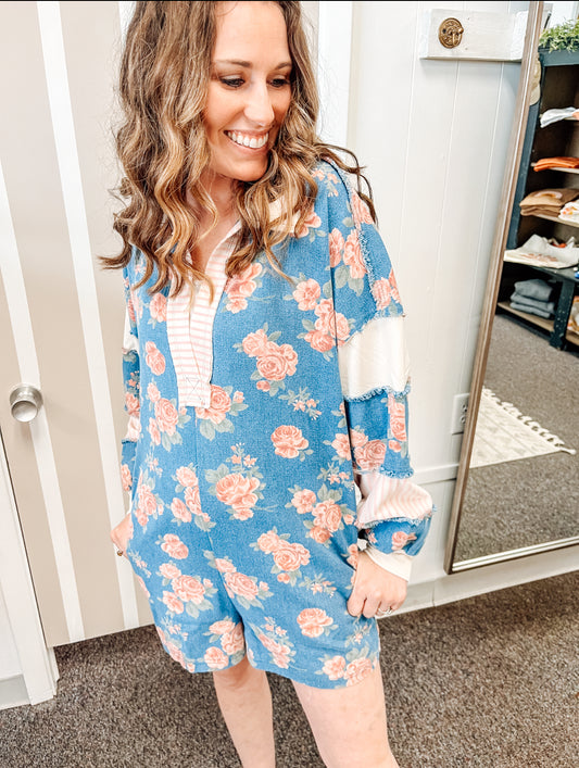 Bluebell Bloom Denim Romper (S-Xl)