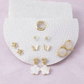 Mother Of Pearl Flower & Butterfly Earring Set