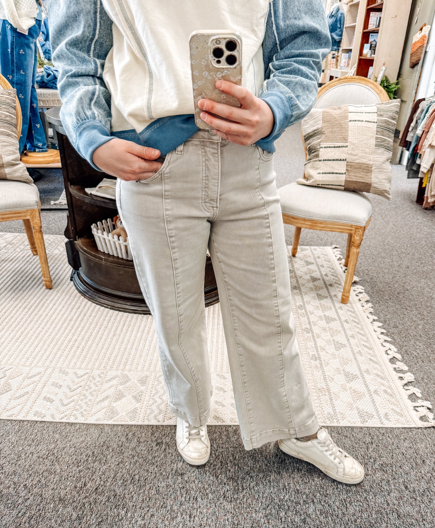 Soft Latte Wide Leg Denim