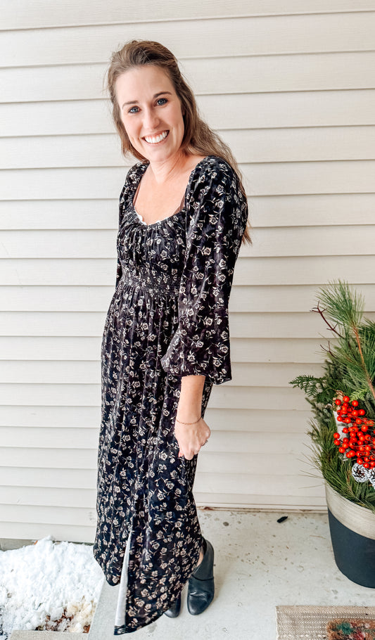 Embrace the Fall Midi Dress-Black