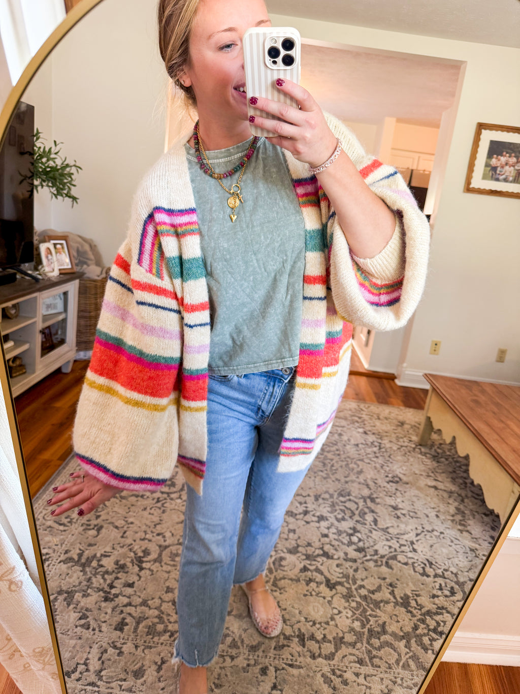 Setting Sunset Striped Knit Cardigan