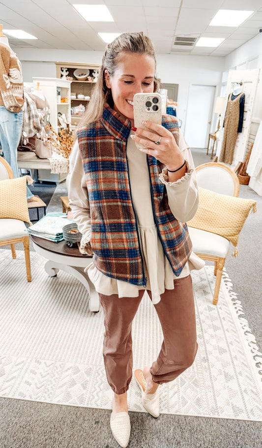 Plaid & Perfect Zip Reversible Vest (S-XL)