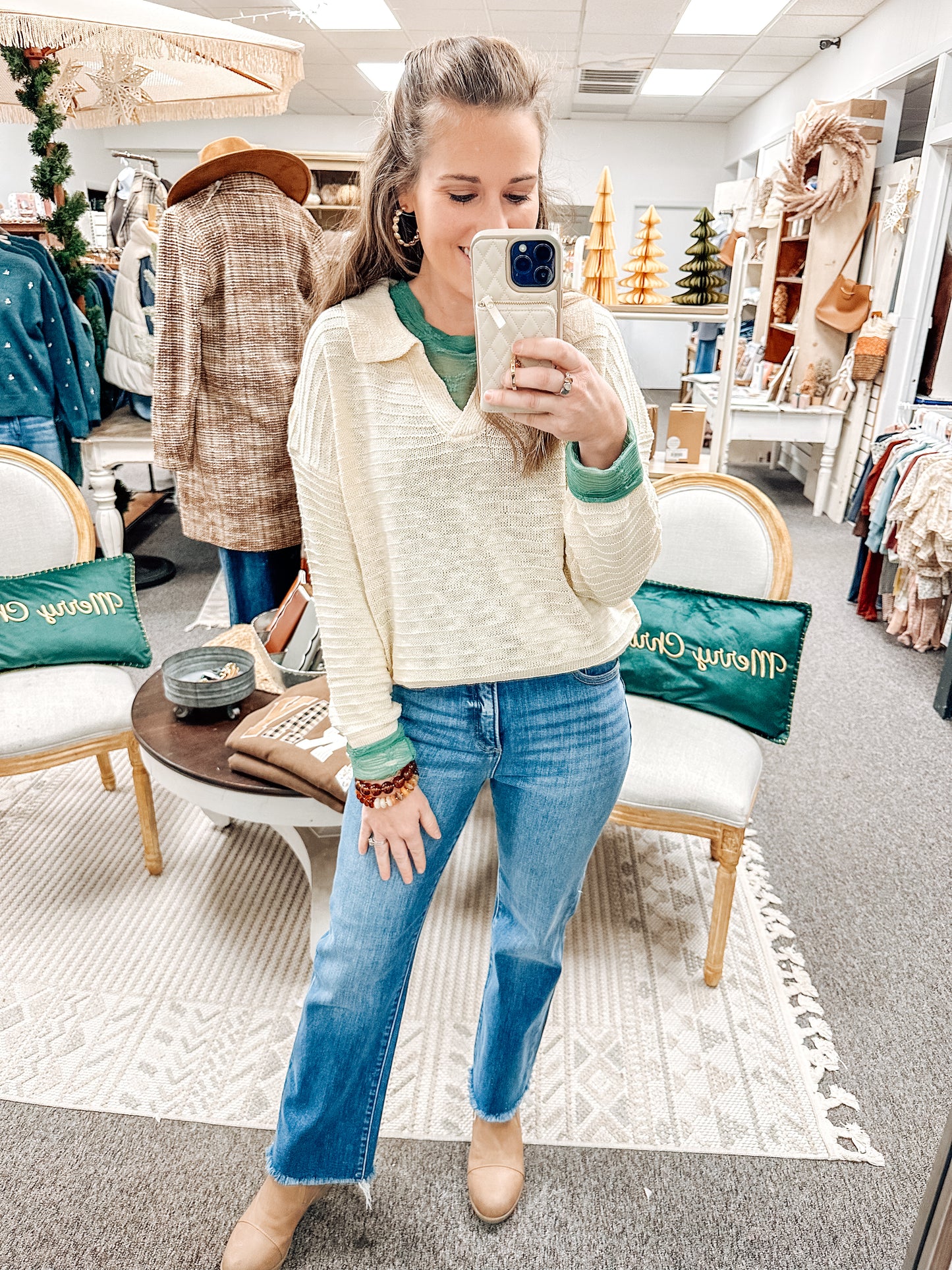 Natural Layers Collared Knit Top