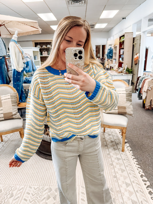 Coastal Calm Open Knit Sweater