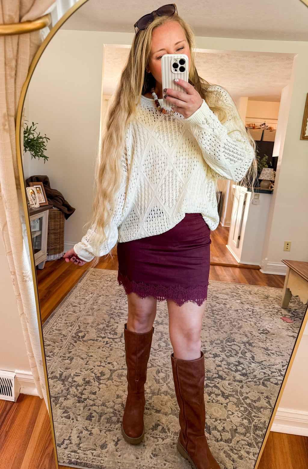 Golden Hour Suede Lace Skort