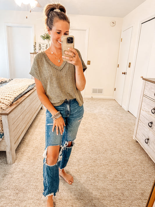 Whispered Lines Soft Knit Top (S-3X)-2 Colors