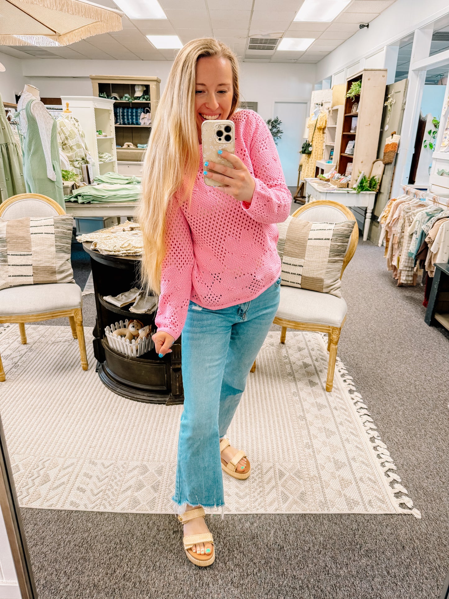 Raised to Bloom Open Crochet Sweater (S-XL)