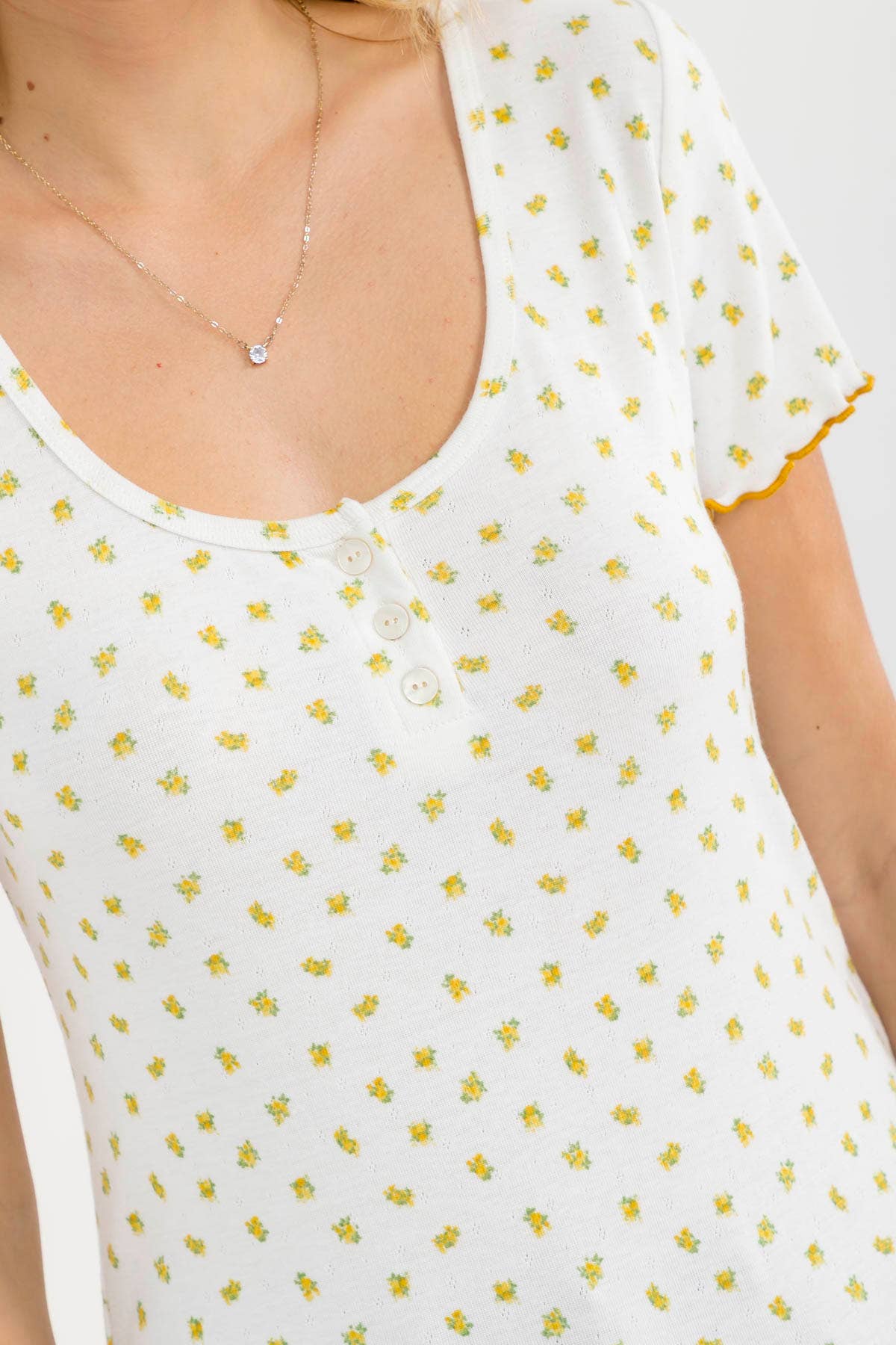 Tiny Pops Of Floral Top (S-XL)-Yellow