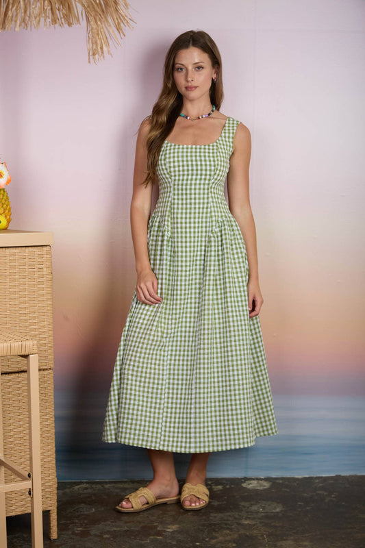 Countryside Cutie Basque Waist Midi Dress