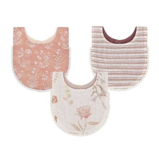 Violet Floral Cotton Baby Bib (3 Colors)