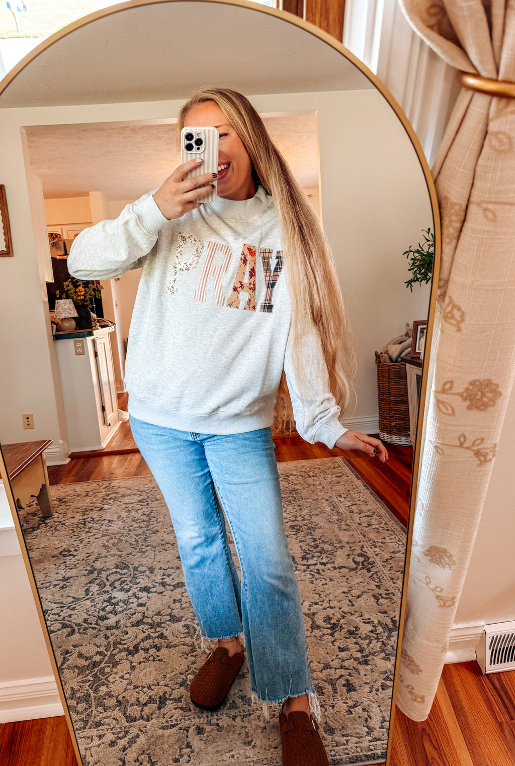 PRAY Patchwork Oversized Pullover Sweatshirt (S-XL)