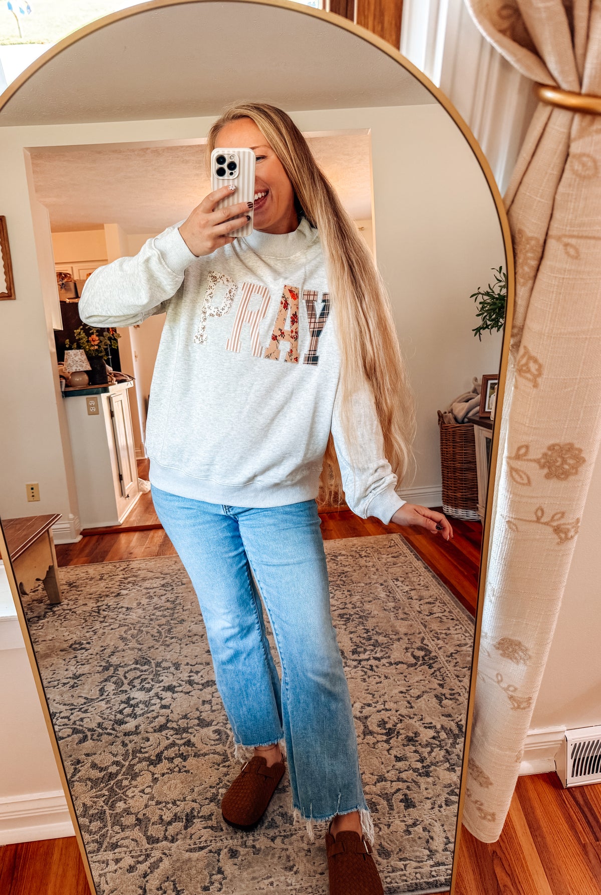 PRAY Patchwork Oversized Pullover Sweatshirt (S-XL)