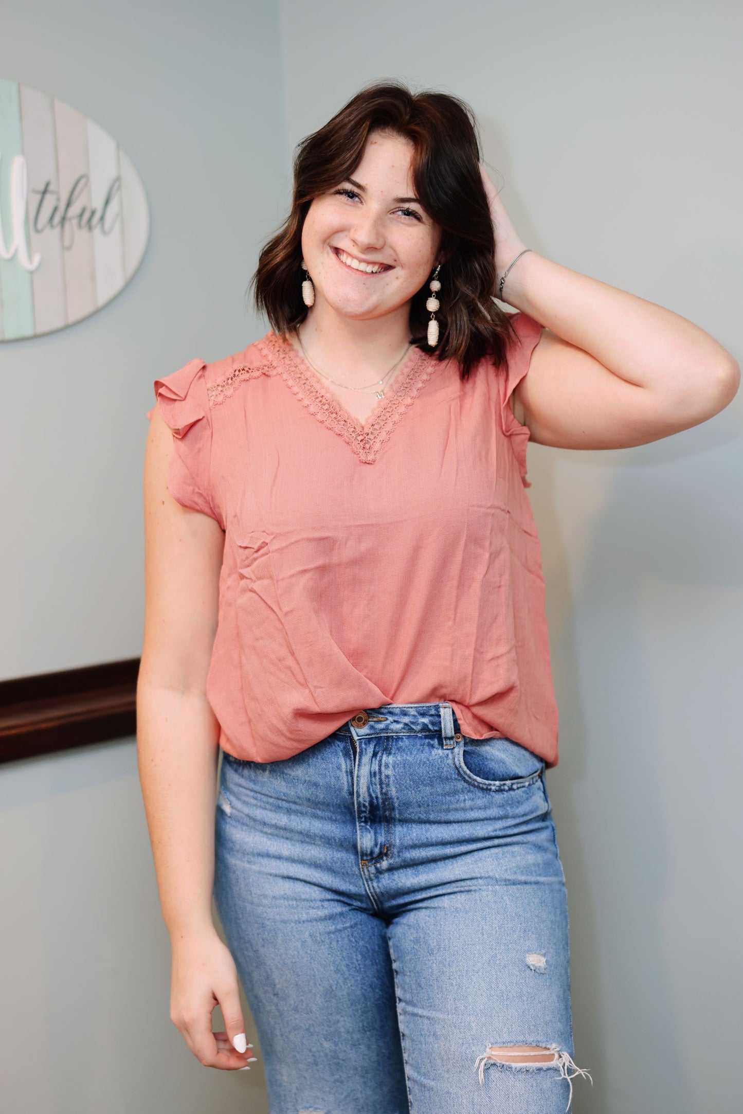 Fresh Flair Lace Blouse-Apricot