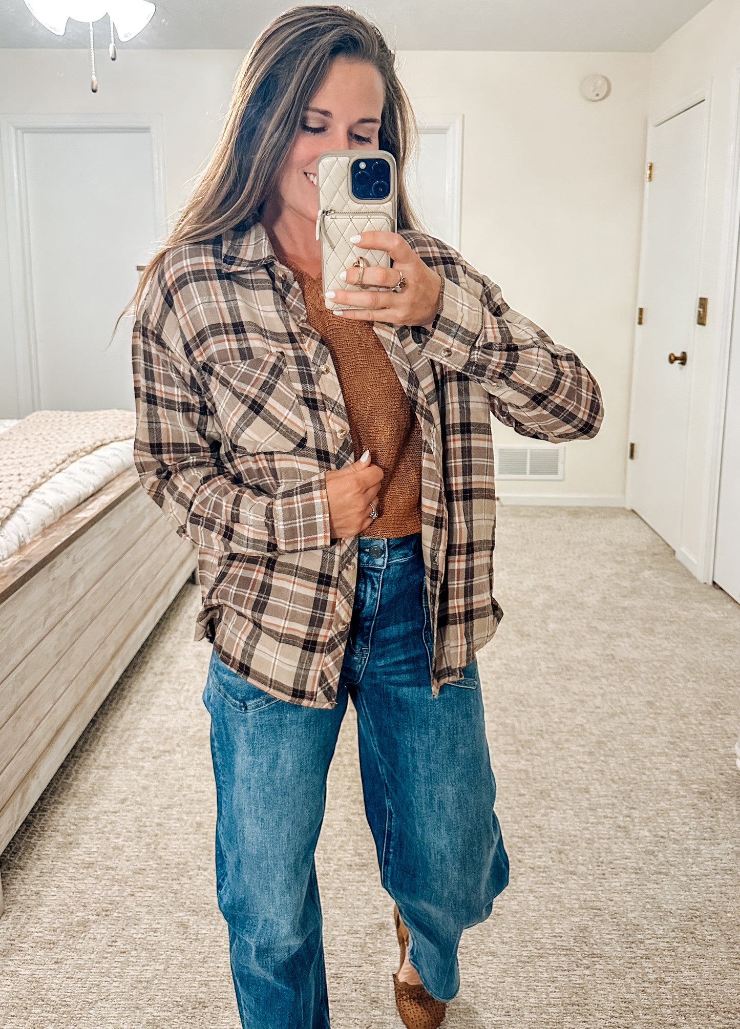 The Backroad Plaid Button Down-Taupe