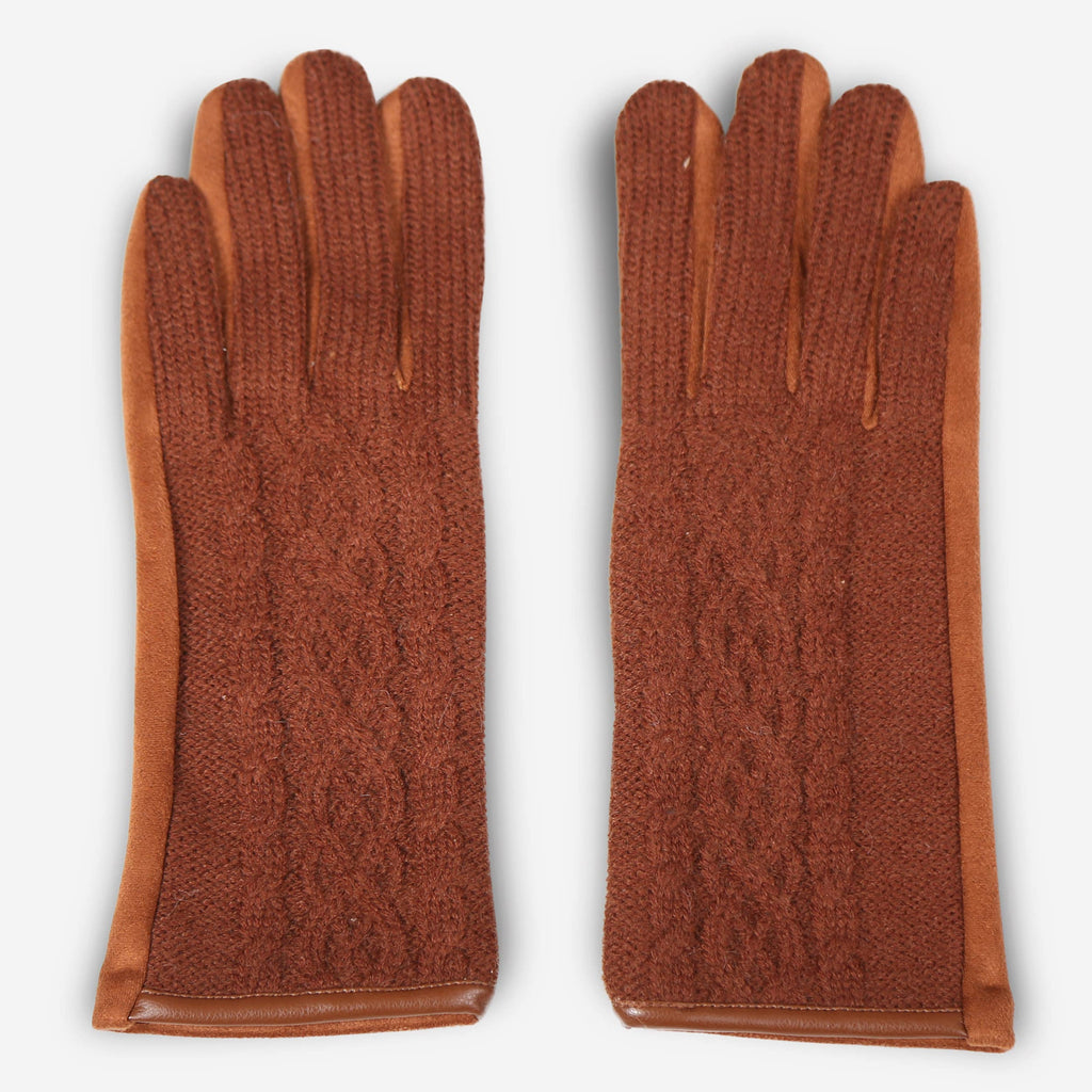 Cable Knit Suede Winter Gloves (several colors)