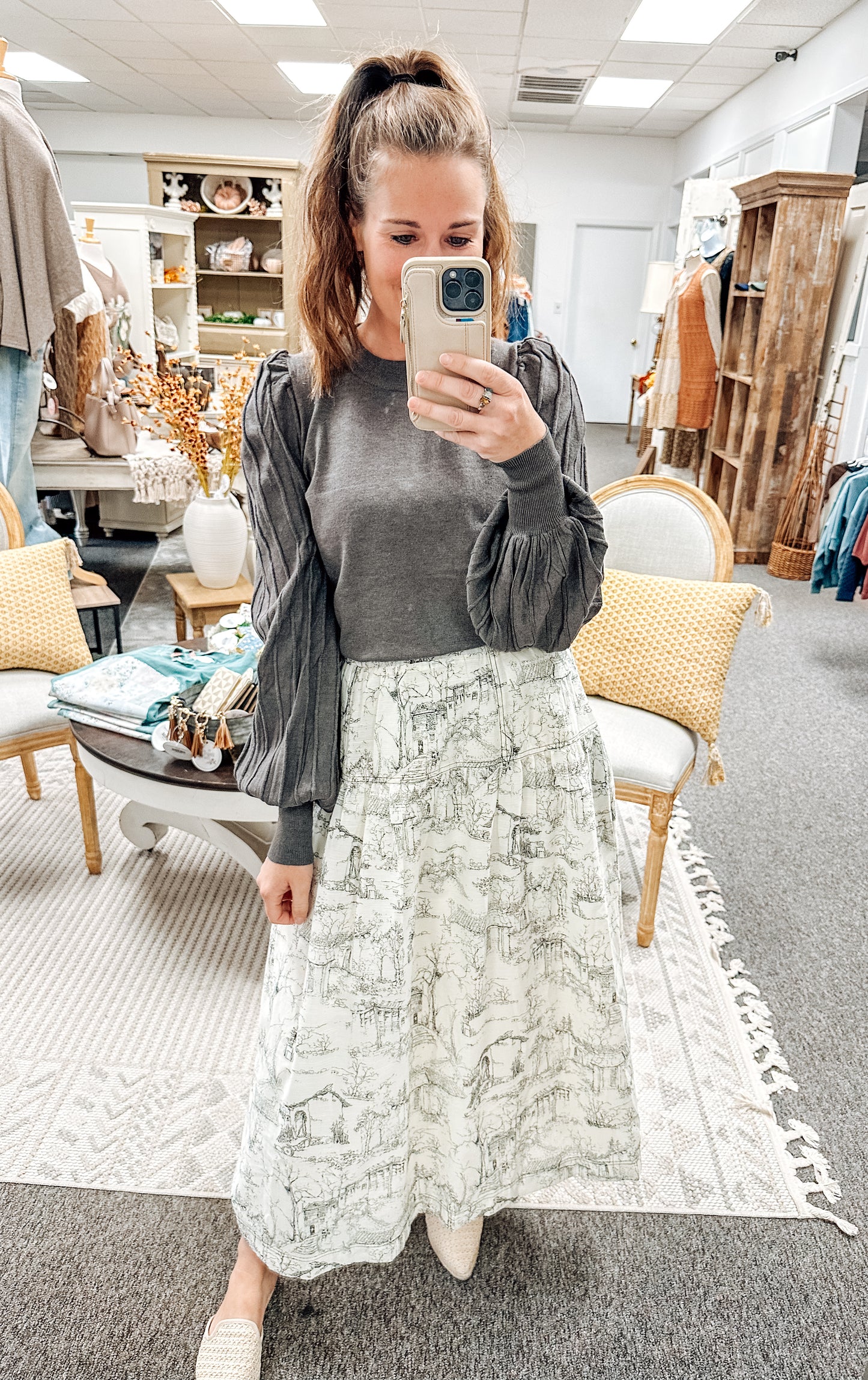 Added Textured Sweater-Charcoal