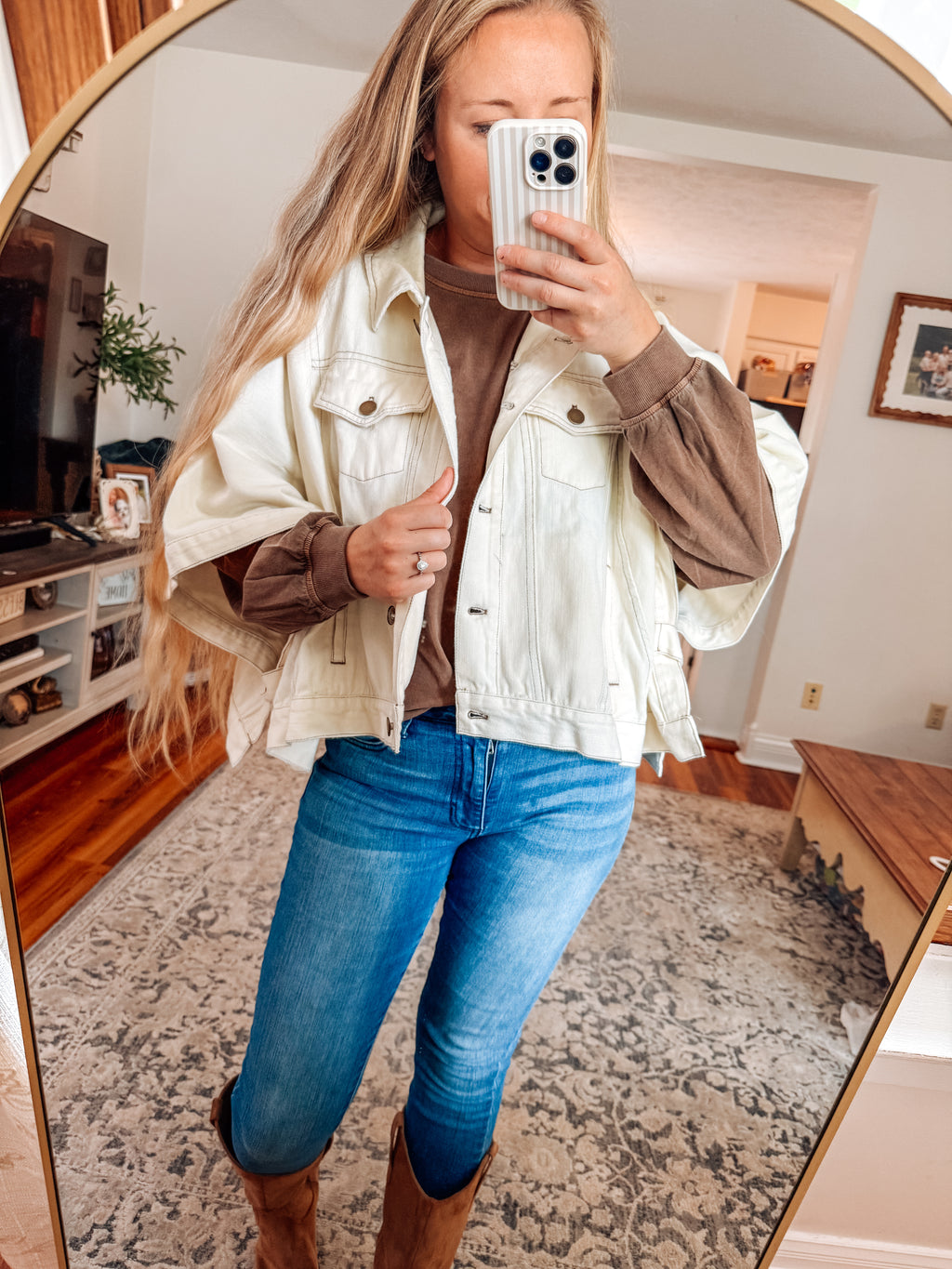 Oatmeal Cape Denim Jacket
