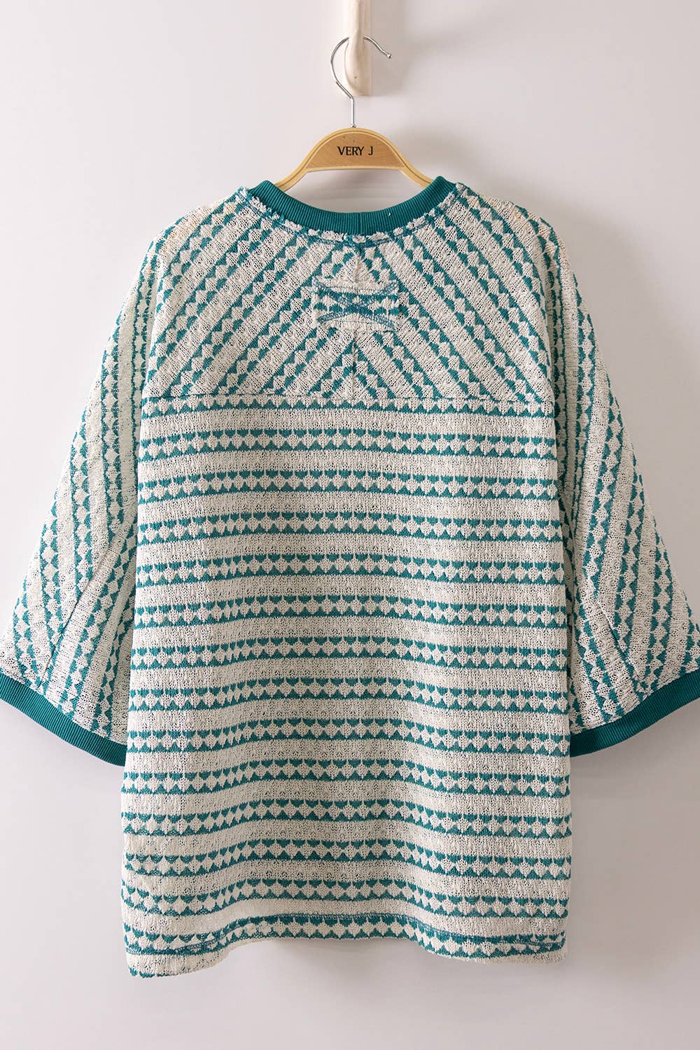 Tiff Textured Stripe Knit Top: Green