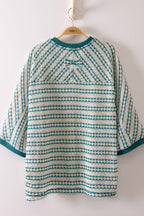 Tiff Textured Stripe Knit Top: Green