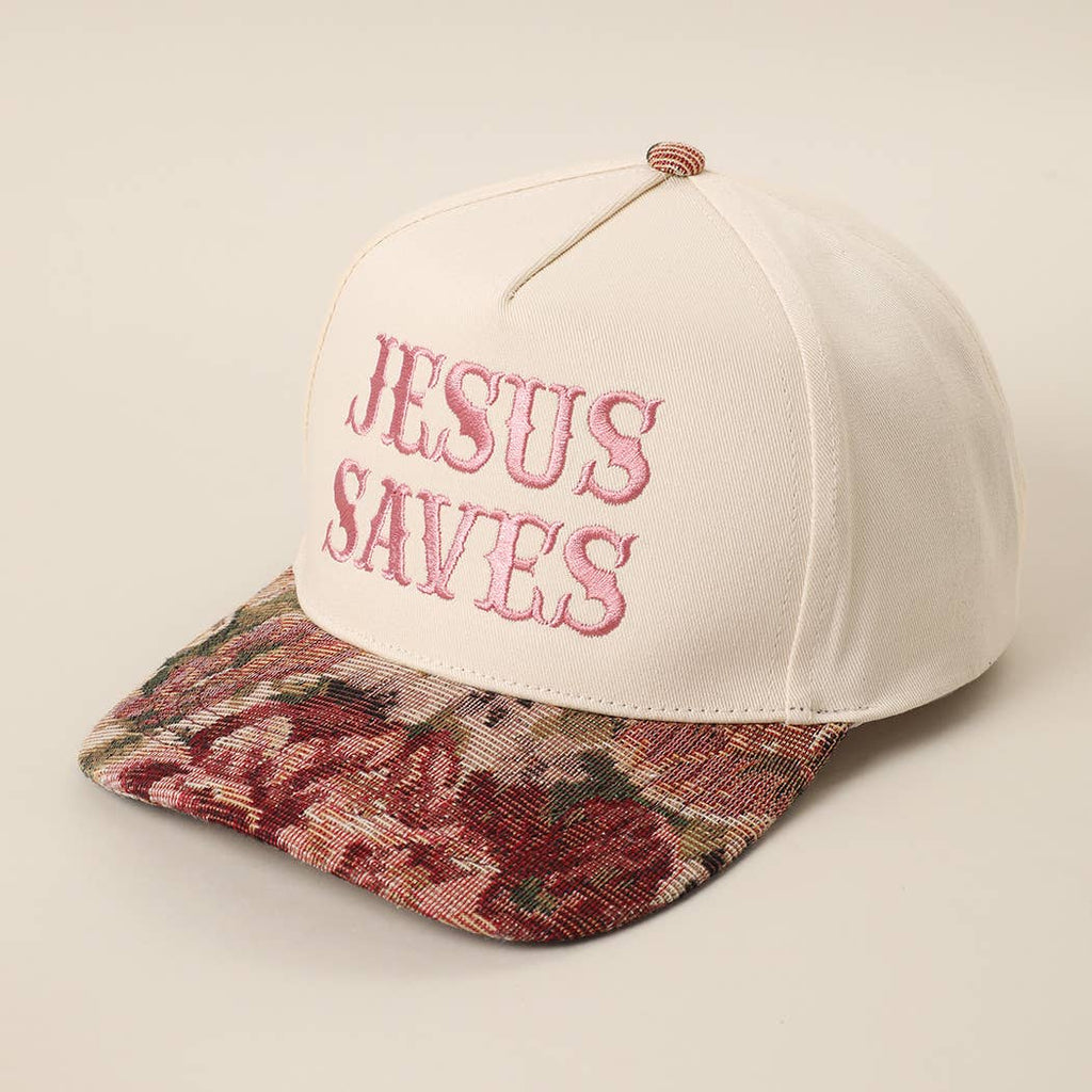 JESUS SAVES Tapestry Trucker Hat (several colors)
