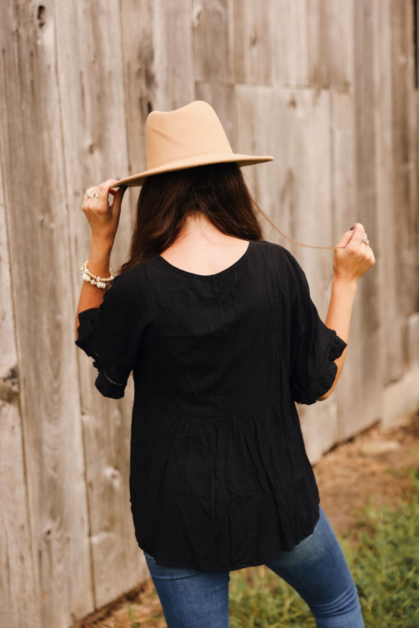 Falling For Fall Blouse Top-Black