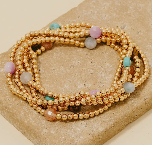 Molly Multi Stone Bracelet Set