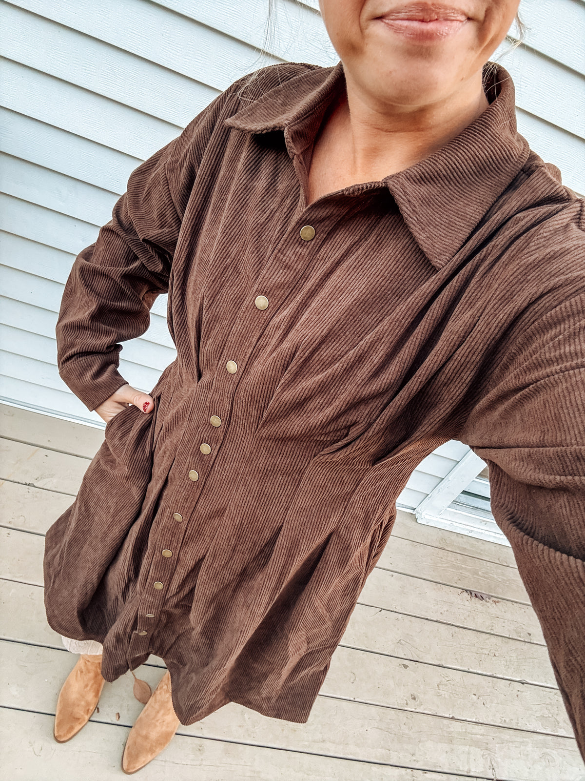 Cocoa Cozy Corduroy Dress (S-Xl)