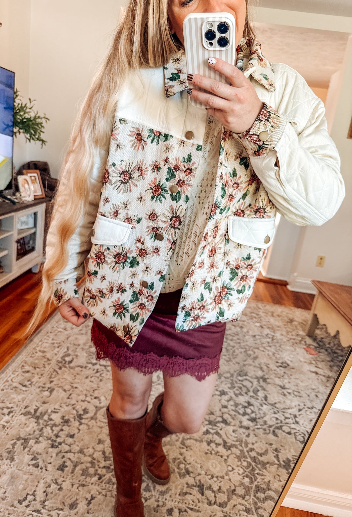 Meadow View Quilted Mixed-Media Jacket