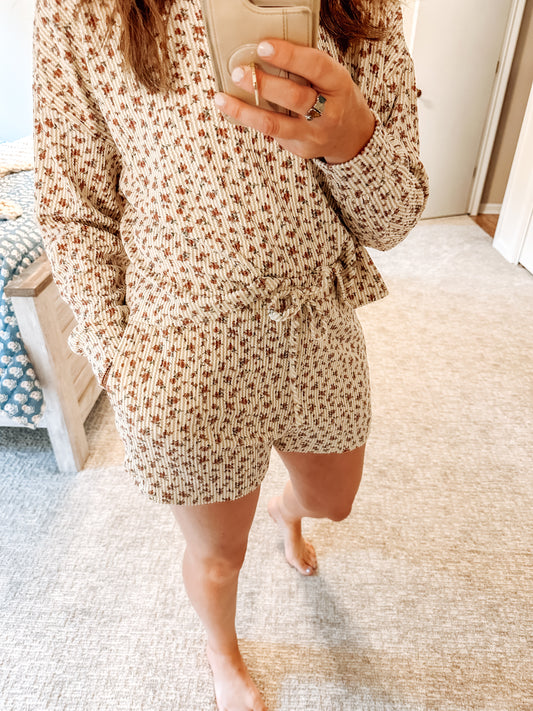 Cozy Petals Ribbed Lounge Shorts