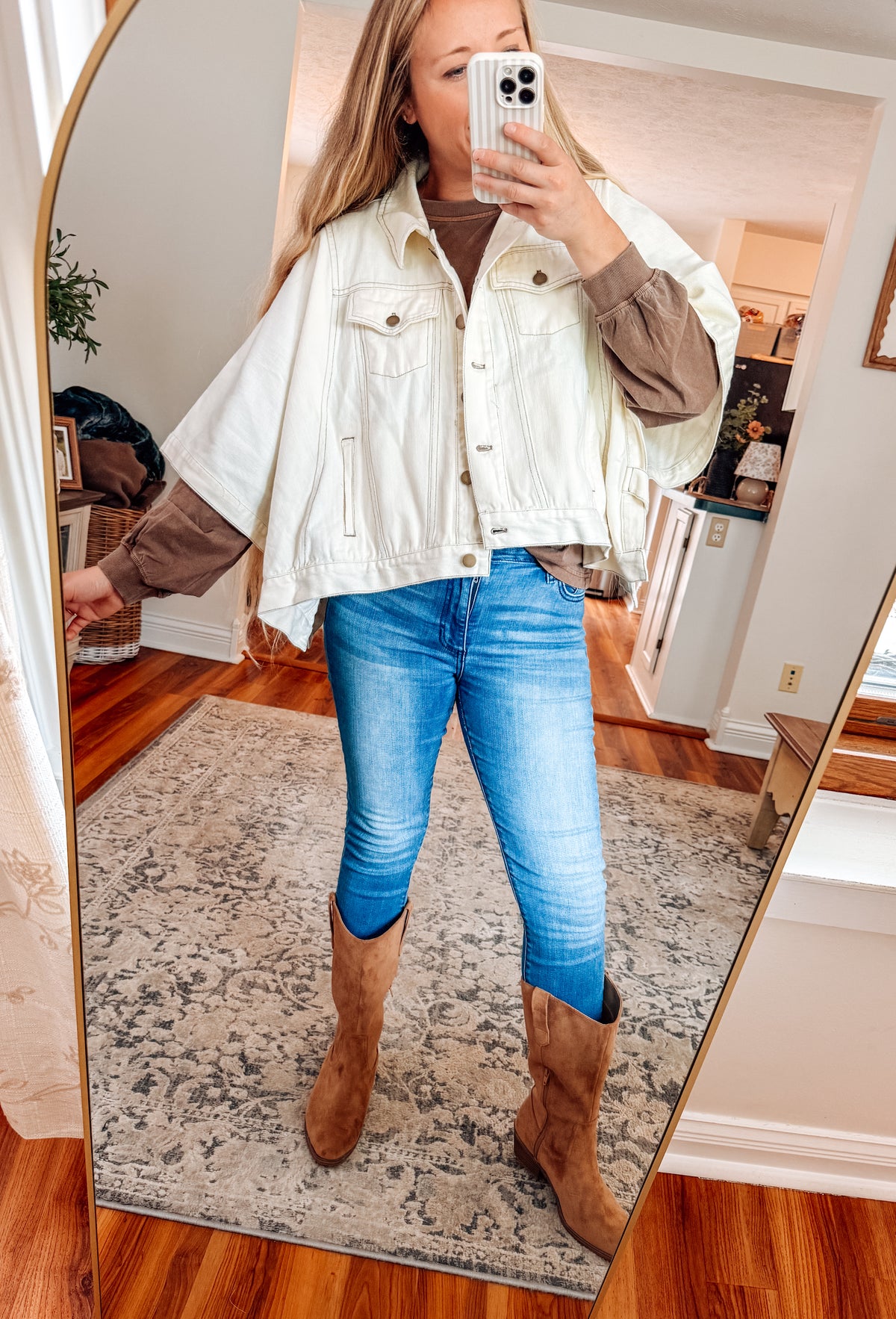 Oatmeal Cape Denim Jacket