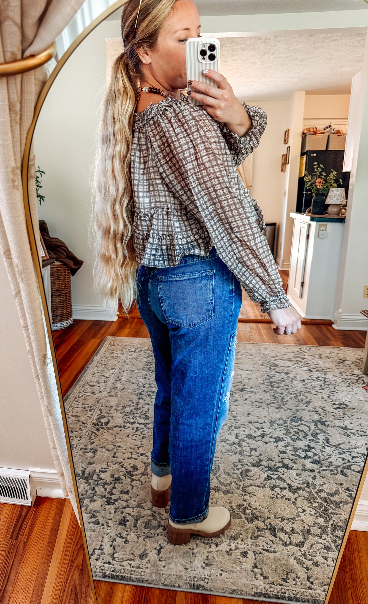 Autumn Charm Plaid Ruffled Blouse